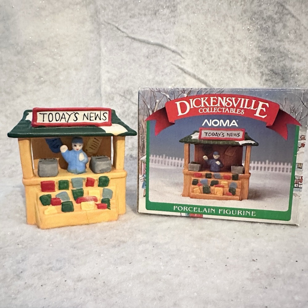 Vintage Noma Dickensville Collectables Porcelain Todays News News Stand‎ #6148